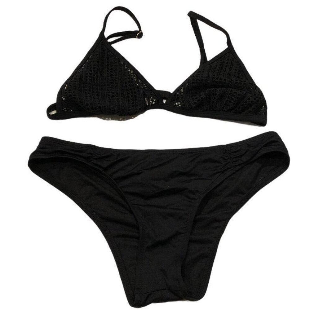 Mossimo Xhilaration 2 Piece Lace Bikini Large Black Cheeky NWOT
